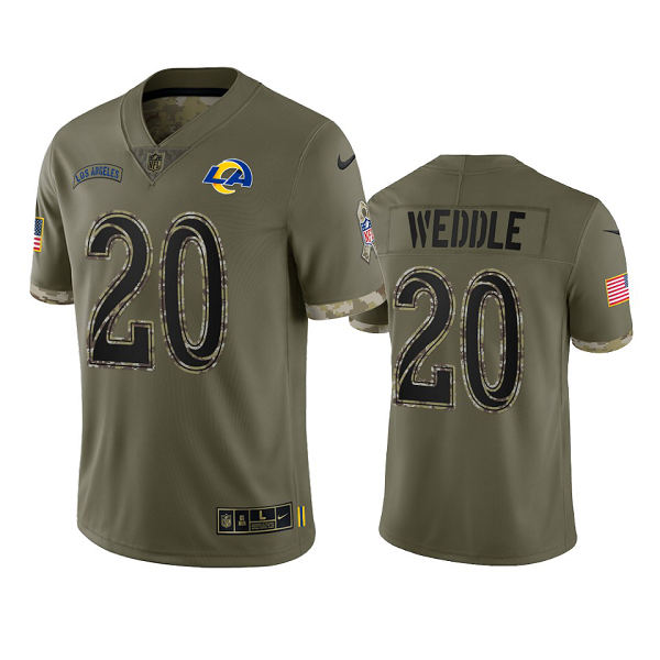 Los Angeles Rams Eric Weddle Olive 2022 Salute To Service Limited Jersey #20