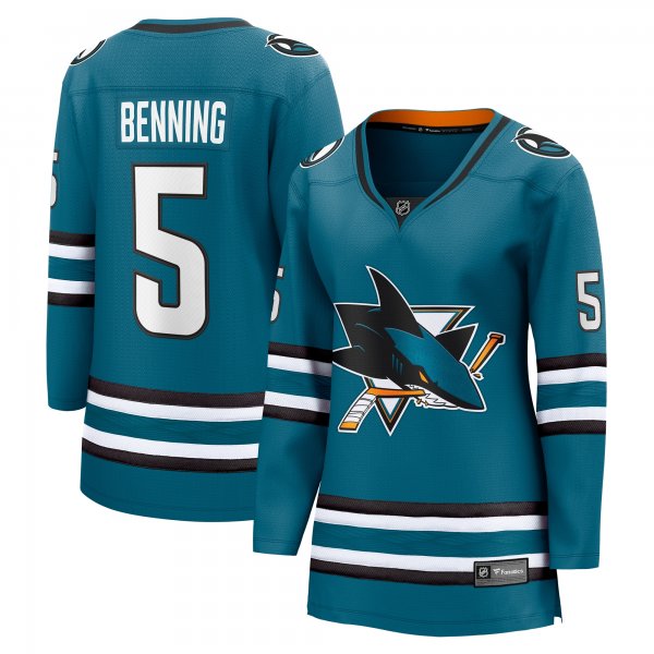 Women's San Jose Sharks Matt Benning Fanatics Teal Home Breakaway Player Jersey