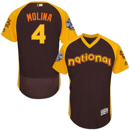 St. Louis Cardinals #4 Yadier Molina Brown Flexbase Collection 2016 All-Star National League Stitched MLB Jersey