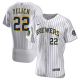 Men's Milwaukee Brewers #22 Christian Yelich Nike White Home 2020 Player Jersey