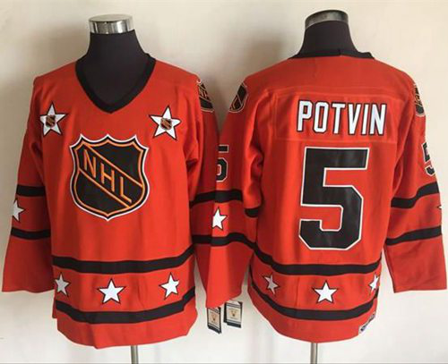 New York Islanders #5 Denis Potvin Orange All Star CCM Throwback Stitched NHL Jersey