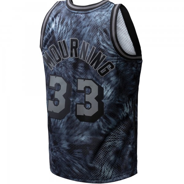 Men's Miami Heat Alonzo Mourning Mitchell & Ness Black Hardwood Classics 1996/97 Tie-Dye Swingman Jersey