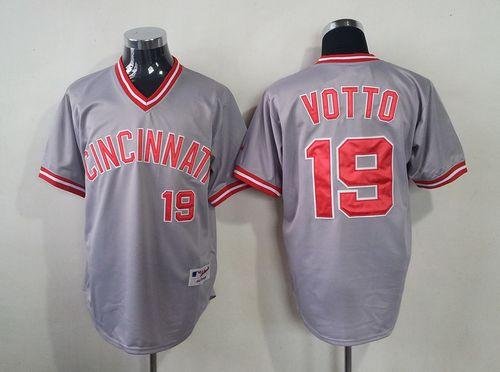 Cincinnati Reds #19 Joey Votto Grey 1991 Turn Back The Clock Stitched MLB Jersey