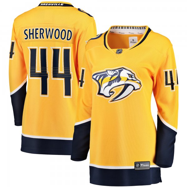 Women's Nashville Predators Kiefer Sherwood Fanatics Gold Home Breakaway Player Jersey