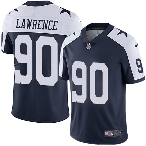 Nike Dallas Cowboys #90 Demarcus Lawrence Navy Blue Thanksgiving Youth Stitched NFL Vapor Untouchable Limited Throwback Jersey