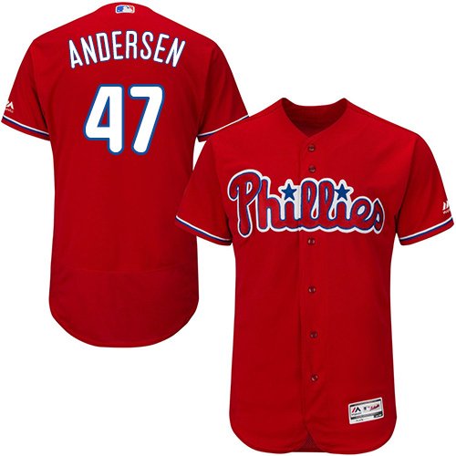 Philadelphia Phillies #47 Larry Andersen Red Flexbase Collection Stitched MLB Jersey