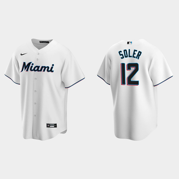 Men's Miami Marlins #12 Jorge Soler White Home MLB Jersey