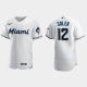 Men's Miami Marlins #12 Jorge Soler White Home Flex Base MLB Jersey