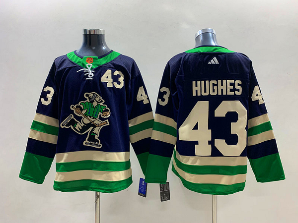 Men's Vancouver Canucks #43 Quinn Hughes Navy 2022 Reverse Retro NHL Jersey