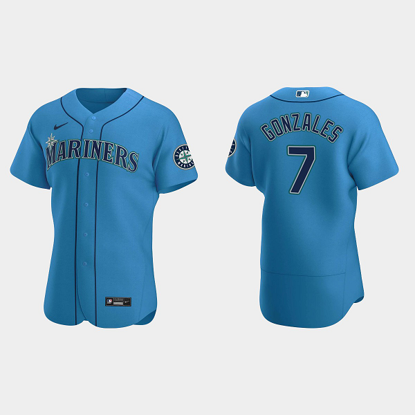 Men's Seattle Mariners #7 Marco Gonzales Royal Alternate Flex Base MLB Jersey