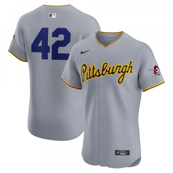 Men's Pittsburgh Pirates Nike Gray Road 2024 Jackie Robinson Day Elite Jersey