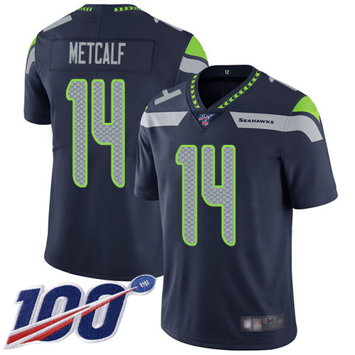 Seattle Seahawks #14 D.K. Metcalf Steel Blue Team Color Youth Stitched NFL 100th Season Vapor Limited Jersey