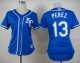 Kansas City Royals #13 Salvador Perez Blue Alternate 2 Women's Stitched MLB Jersey