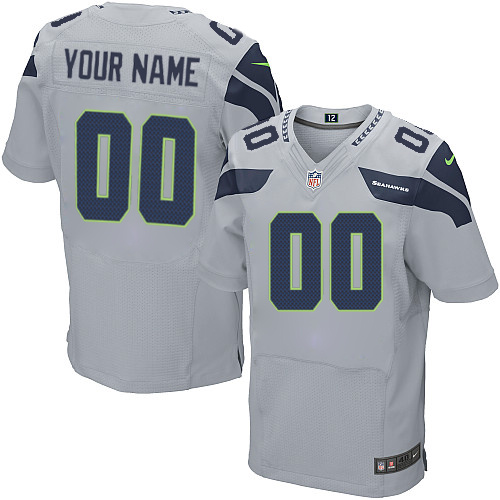 Nike Seattle Seahawks Customized Grey Stitched Elite Men's NFL Jersey