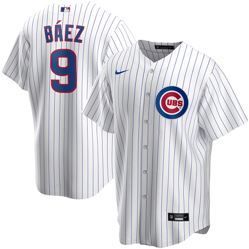 Men's Nike Chicago Cubs #9 Javier Baez White Home 2020 MLB Jersey