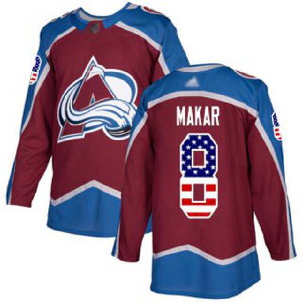 Adidas Colorado Avalanche #8 Cale Makar Burgundy Home USA Flag Stitched NHL Jersey