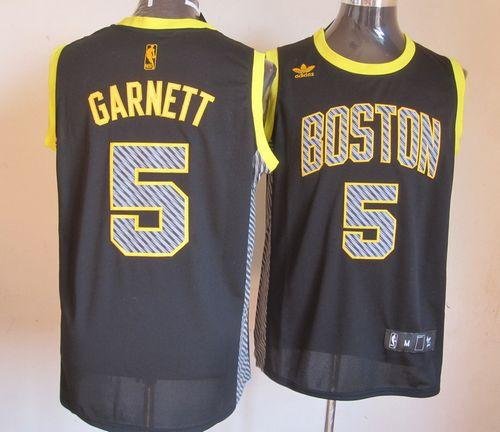 Men's Boston Celtics #5 Kevin Garnett Black Electricity Fashion Stitched NBA Jersey