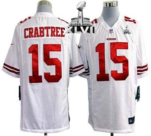 Nike San Francisco 49ers #15 Michael Crabtree White Super Bowl XLVII Men's Stitched NFL Game Jersey