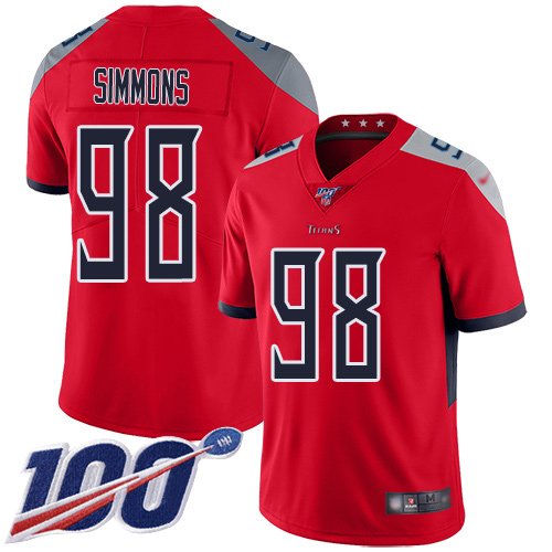 Tennessee Titans #98 Jeffery Simmons Red Men's Stitched NFL Limited Inverted Legend 100th Season Jersey