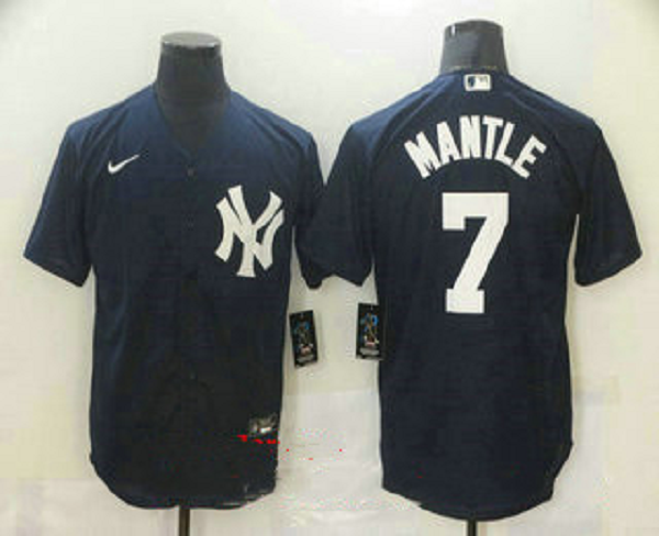 Men's New York Yankees #7 Mickey Mantle Navy Blue Stitched MLB Nike Cool Base Jersey