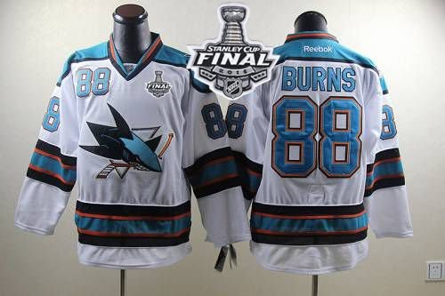 San Jose Sharks #88 Brent Burns White 2016 Stanley Cup Final Patch Stitched NHL Jersey