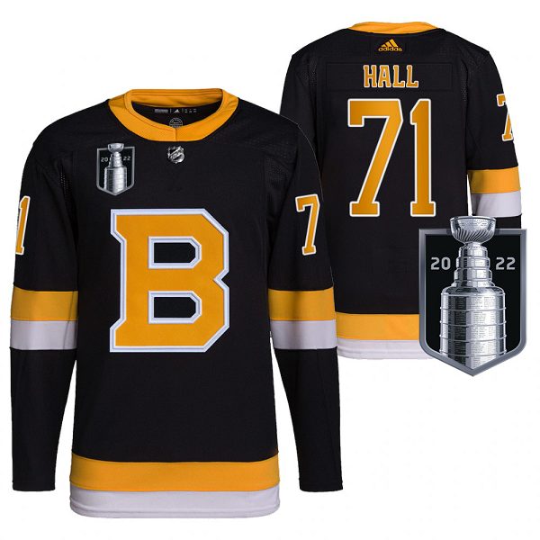 Men's Boston Bruins Taylor Hall Black 2022 Stanley Cup Playoffs Jersey