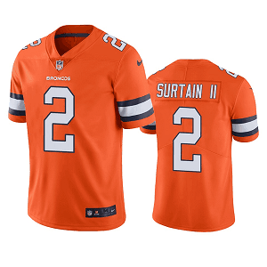 Men's Denver Broncos #2 Patrick Surtain II Color Rush Limited Orange Jersey