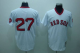 Mitchell And Ness Boston Red Sox #27 Carlton Fisk Stitched White Throwback MLB Jersey