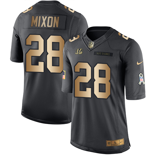 Nike Cincinnati Bengals #28 Joe Mixon Black Youth Stitched NFL Limited Gold Salute to Service Jersey