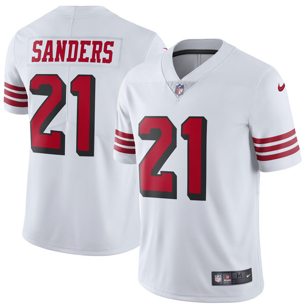 Men's Nike San Francisco 49ers #21 Deion Sanders White Color Rush Vapor Untouchable Limited Retired Player NFL Jersey