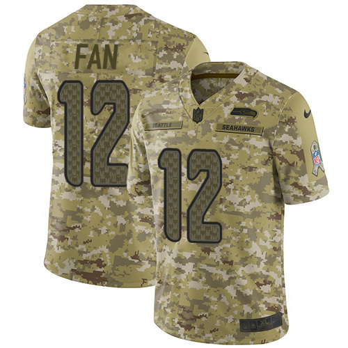 Men's Nike Seattle Seahawks #12 Fan Camo Stitched NFL Limited 2018 Salute To Service Jersey