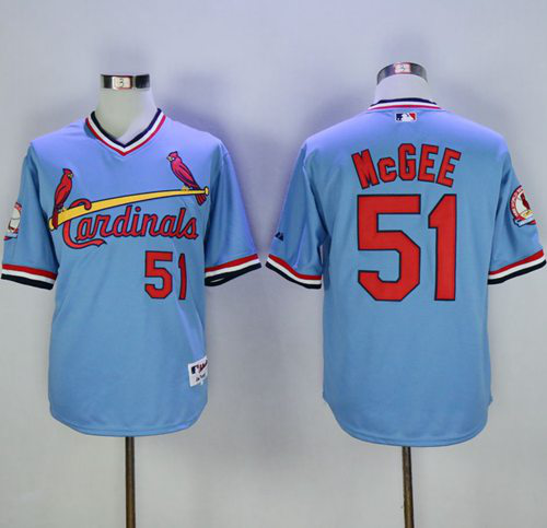 St. Louis Cardinals #51 Willie McGee Blue Cooperstown Throwback Stitched MLB Jersey