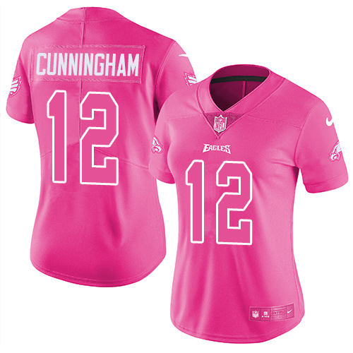 Nike Philadelphia Eagles #12 Randall Cunningham Pink Women's Stitched NFL Limited Rush Fashion Jersey