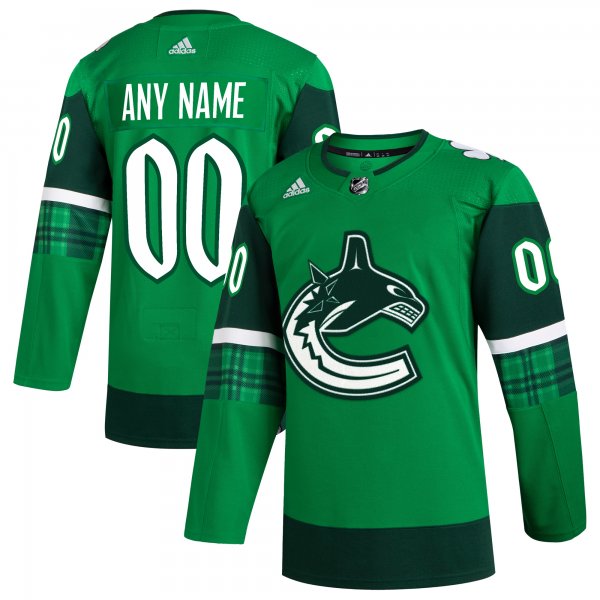 Men's Vancouver Canucks  adidas Kelly Green St. Patrick's Day Custom Jersey