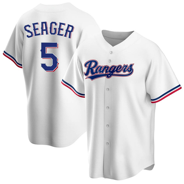 Men's Texas Rangers #5 Corey Seager White Home Jersey