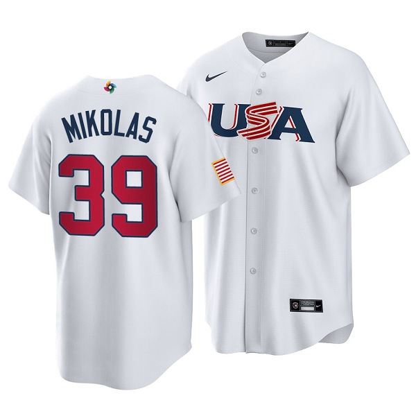 St. Louis Cardinals #39 Miles Mikolas 2023 World Baseball Classic White  Men's USA Jersey