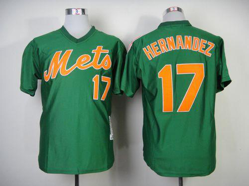 Mitchell And Ness 1985 New York Mets #17 Keith Hernandez Green Throwback Stitched MLB Jersey