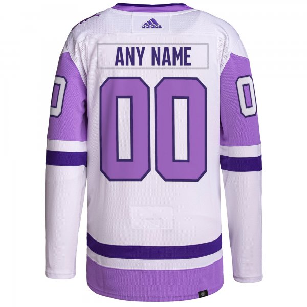 Men's Arizona Coyotes adidas White/Purple Hockey Fights Cancer Primegreen Custom Jersey