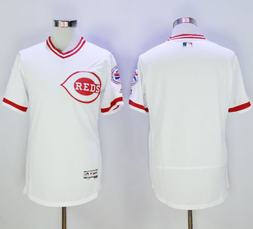 Cincinnati Reds Blank White Flexbase Collection Cooperstown Stitched MLB Jersey