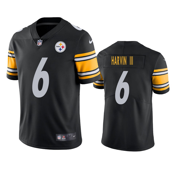 Men's Nike NFL Pittsburgh Steelers Harvin III #6 Black Vapor Limited Jersey