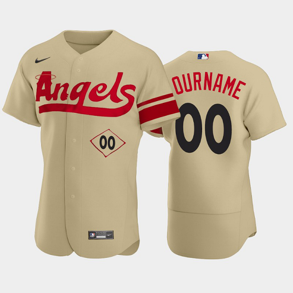 Men's Los Angeles Angels Custom 2022 City Connect Gold MLB Flex Base Jersey