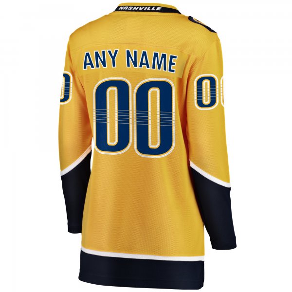 Women's Nashville Predators Fanatics Yellow Home Breakaway Custom Jersey