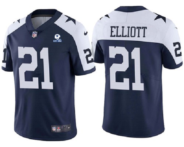 Men's Dallas Cowboys #21 Ezekiel Elliott Alternate 60th Anniversary Vapor Untouchable Stitched NFL Nike Limited Jersey