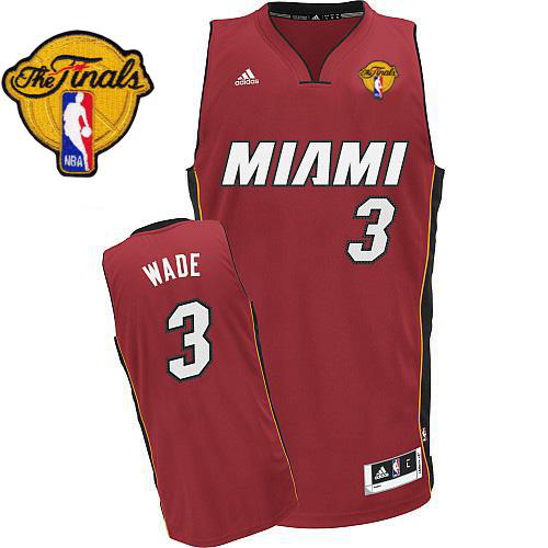 Men's Miami Heat Finals Patch #3 Dwyane Wade Revolution 30 Red Stitched NBA Jersey