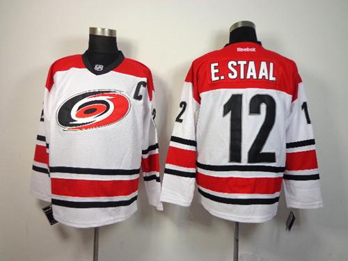 Carolina Hurricanes #12 Eric Staal White Stitched NHL Jersey