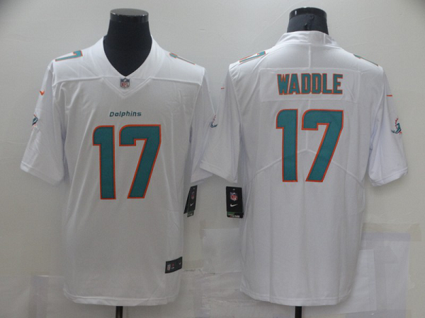 Men's Nike Miami Dolphins #17 Jaylen Waddle White 2021 NFL Draft First Round Pick Game Jersey