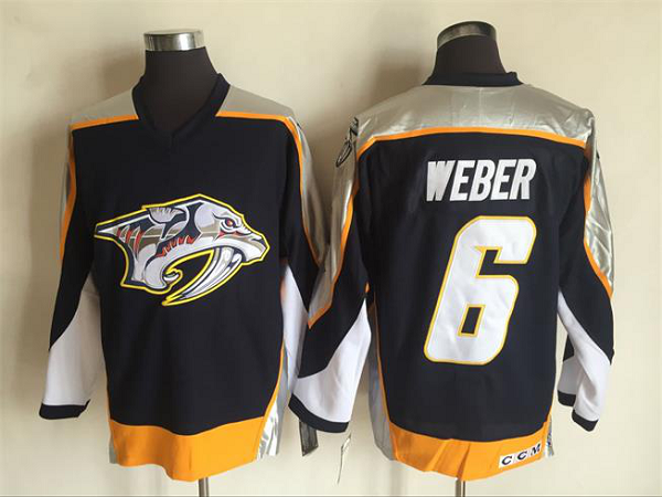 Men's Nashville Predators #6 Shea Weber Navy Blue Throwback Stitched NHL Jerseys