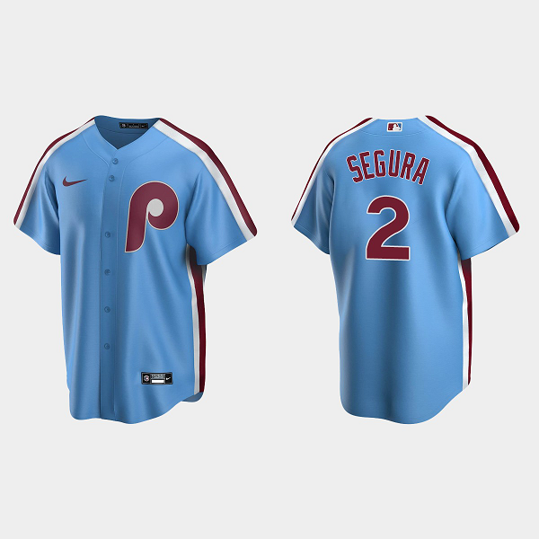 Men's Philadelphia Phillies #2 Jean Segura Light Blue Cooperstown Collection Road MLB Jersey