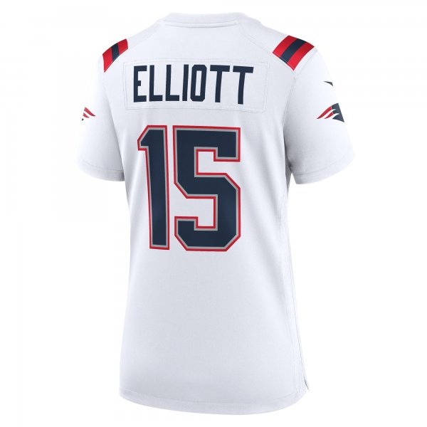 Women's New England Patriots Ezekiel Elliott Nike White Game Player Jersey