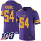 Men's Minnesota Vikings #54 Eric Kendricks Purple Stitched NFL Limited Rush 100th Season Jersey